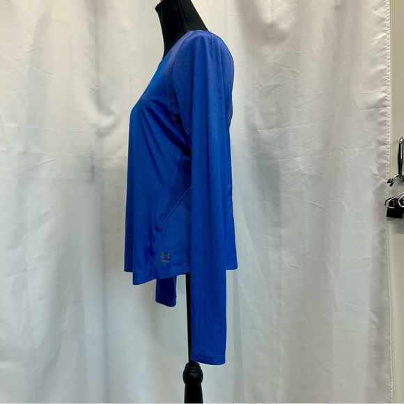 Under Armour Heathered blue long sleeve mesh cut-out back T-shirt Sz M - Picture 4 of 14